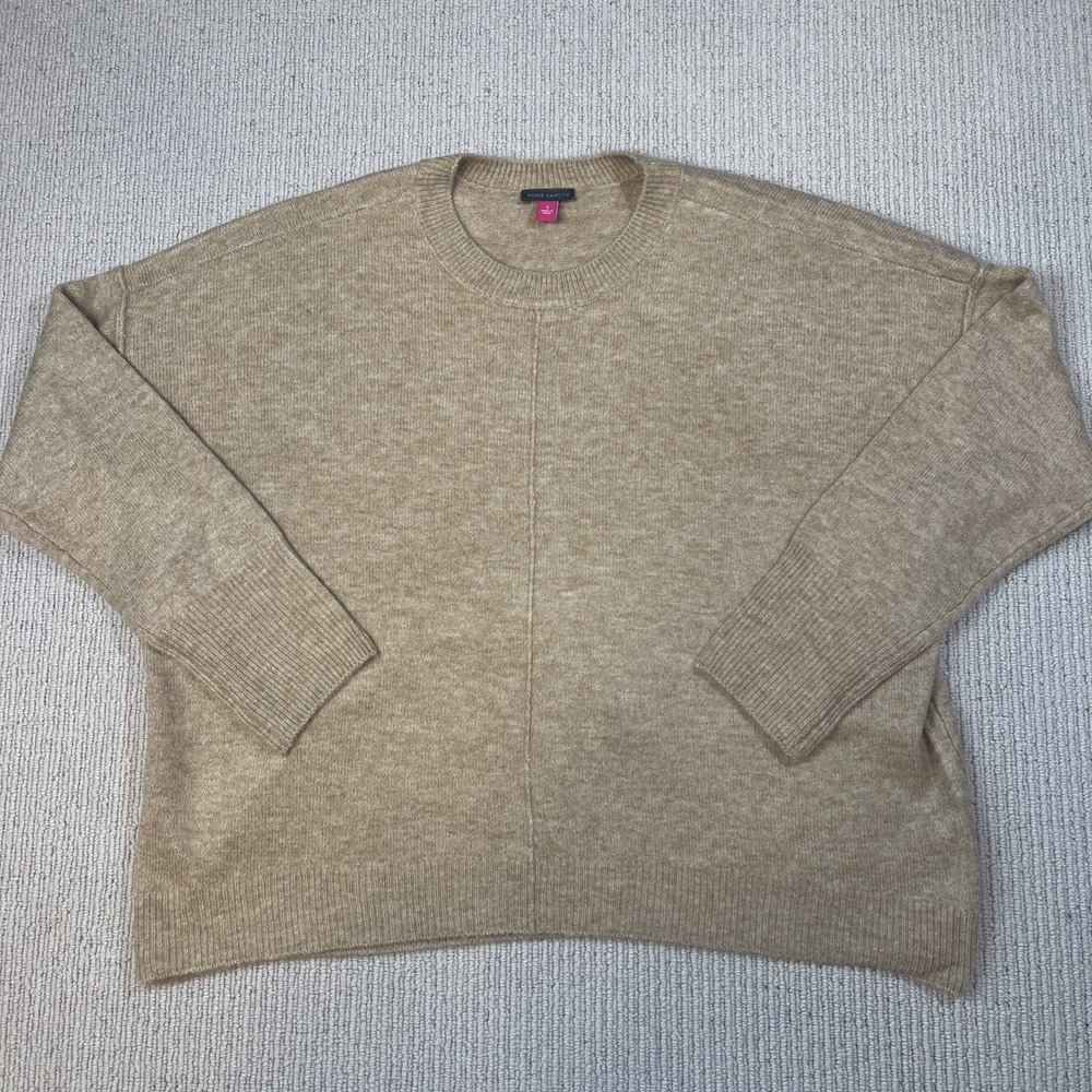 Vince Camuto Women's Large Crew Neck Pullover Long Sleeve Sweater Brown Latte